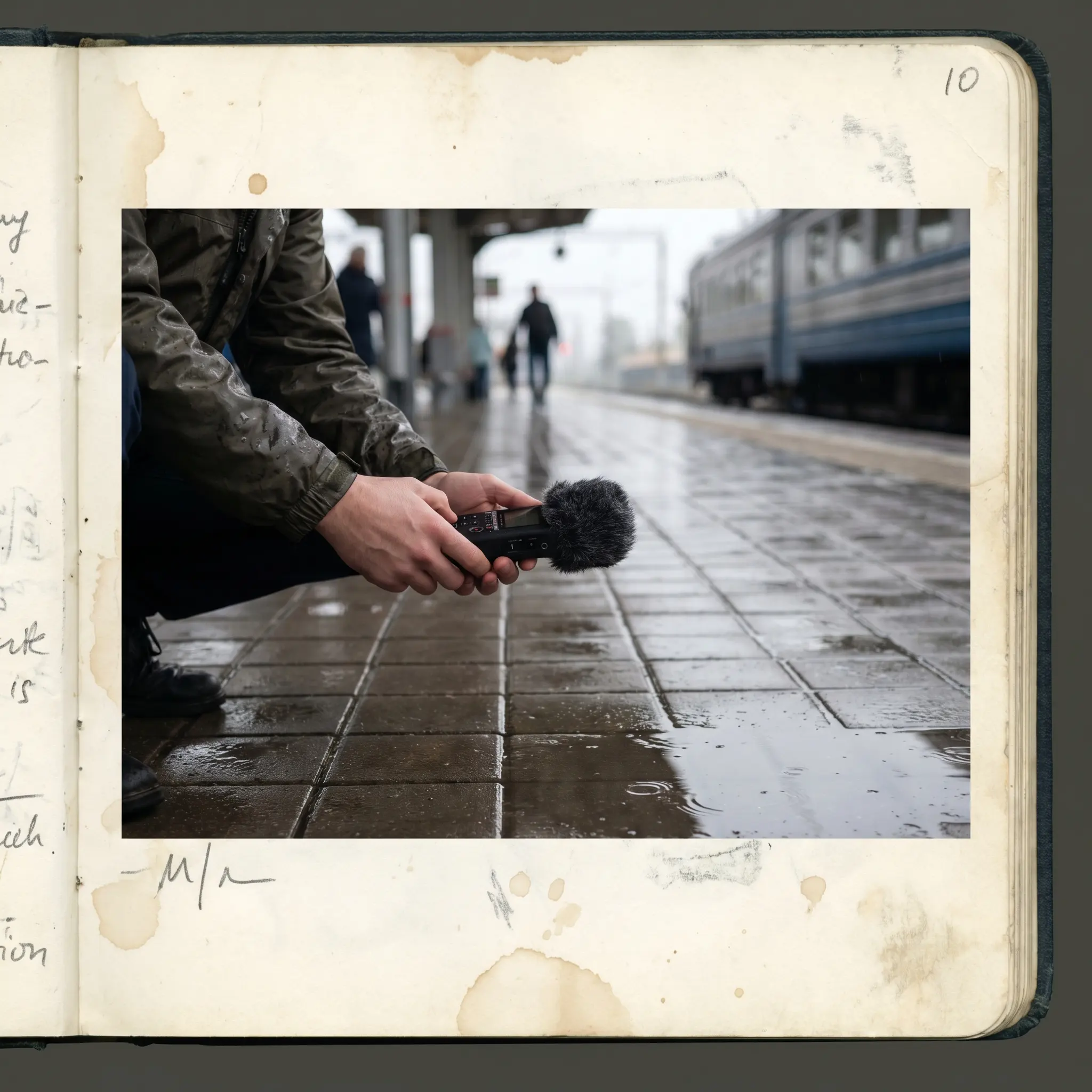 A compact recorder used for field listening near wet transit tiles